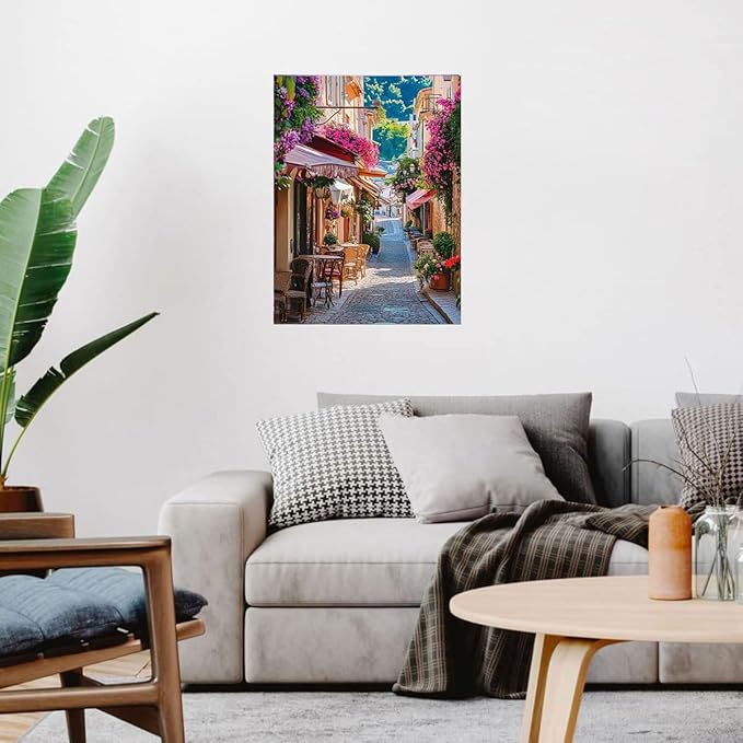 Landscape Stamped Cross Stitch Kits - Flowers Street Scenery Counted Cross Stitch Kits for Beginners Adults Needlepoint Cross-Stitch Patterns Dimensions Needlecrafts Embroidery Kits Arts and Crafts