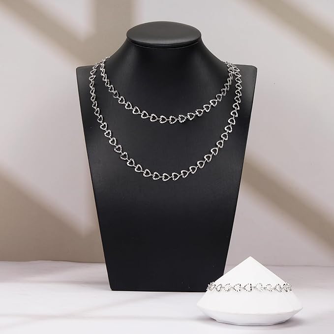 YOUBEIYEE 16.4 Feet Stainless Steel Silver Chain for Jewelry Making Heart Link Chain for Women Necklace DIY Chains Bulk