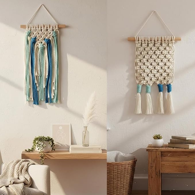 Ewparts Art Craft Macrame Kits for Adult Beginner with Instruction Book, Online Tutorials,Macrame Cord 3mm,Wood Ring/Beads,Wooden Dowel,Key Rings,Key Chain to Make Wall Hanging,Keycgain,Boho Dector