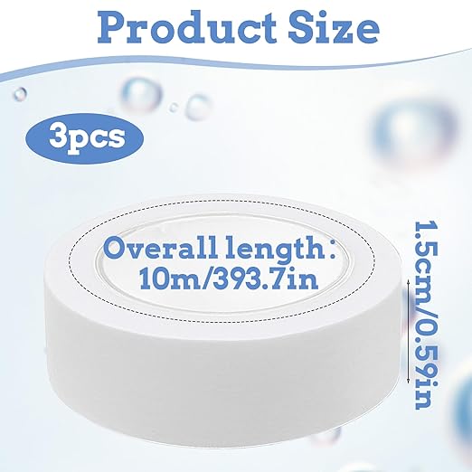 3 Rolls White Washi Tape Self-Adhesive Decorative Painters Tape 32 Feet x 0.6 Inches White Masking Tapes for DIY Scrapbooks Journals Crafts