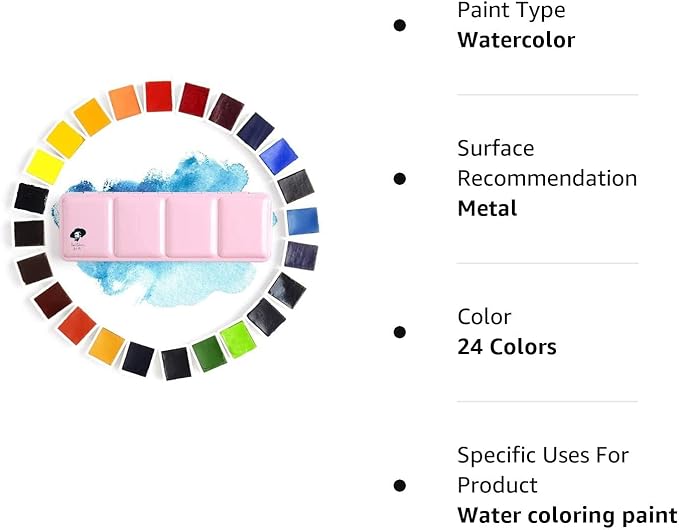 Paul Rubens Watercolor Paint Set Artist Grade, 24 Vivid Colors with Portable Metal Box for Artists, Beginners, Hobbyists, Students