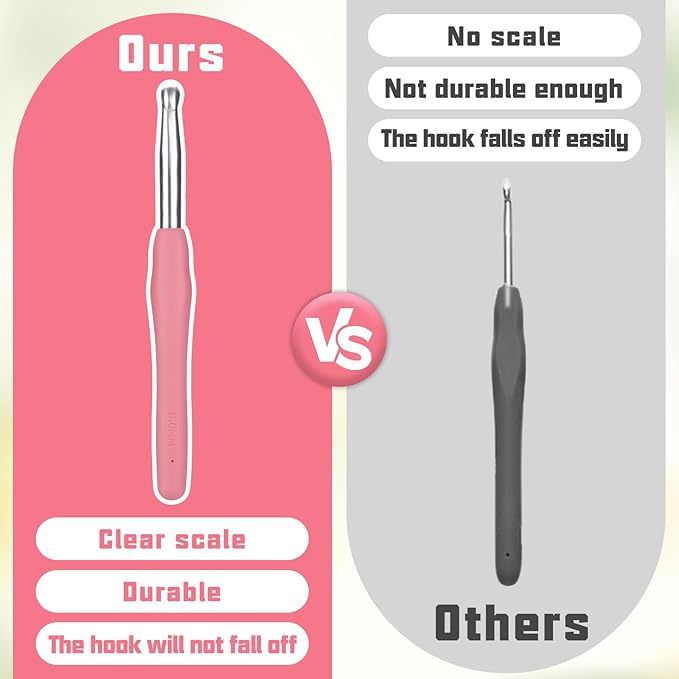 Crochet Hook, 8.0 mm Ergonomic Crochet Hook, Crochet Needles for Arthritic Hands,Knitting Needles with Soft Handle Beginners and Experienced Hobbyists (8.0 mm)