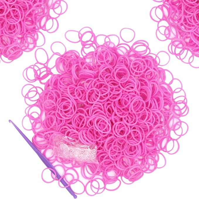 6000-Pack Rubber Loom Bands Making Kit,50PCS S-Clips10-Hooks,Colorful Rubber Bands Refill Kits for Weaving DIY Crafting Gift (Pink)