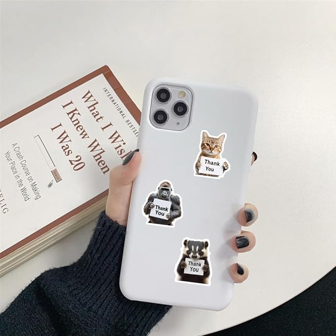 50Pcs Funny Animal Thank You Stickers for Small Business, Thankful Vinyl Waterproof Stickers, Small Business Packaging Supplies & Thanksgiving Gifts