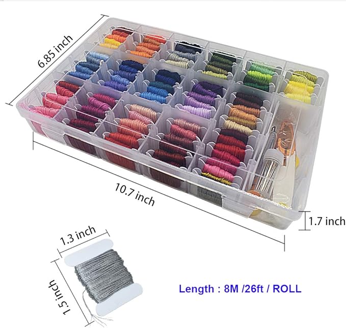 98 Color Embroidery Floss Cross Stitch Cotton Threads Bracelet String with Organizer Storage Cross Stitch Tools Embroidery Kit for Beginners Cross Stitch/Friendship Bracelets/Tassels/Crafts