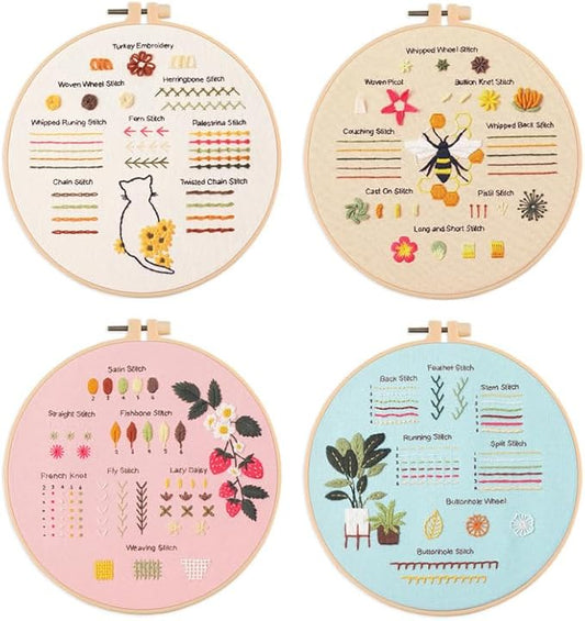 Myfelicity Embroidery Kit，with Strawberries, Greenery, Bees and Cat, with Instructional Video.