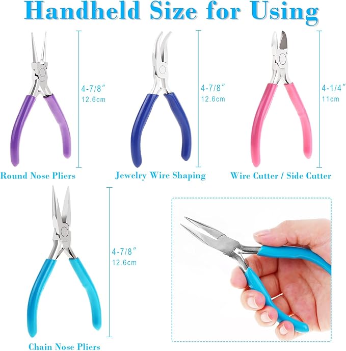 shynek 4pcs Jewelry Pliers Tools Kit for Crafts, Wire Wrapping, Jewelry Making Supplies