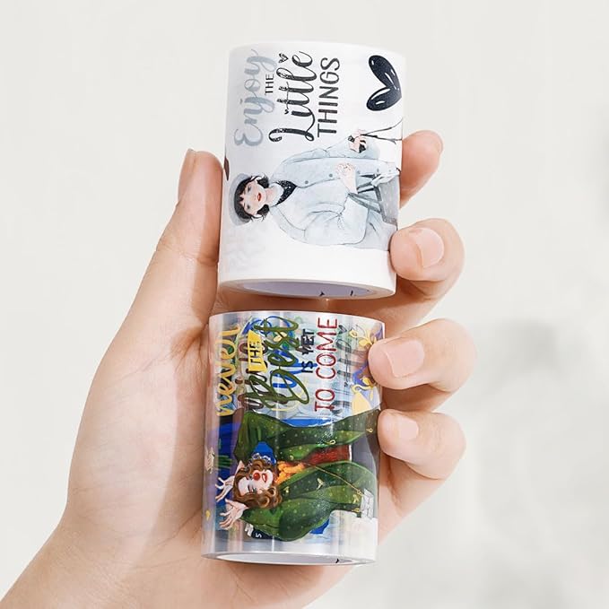 WT Fiery Dream Wide PET Tape, Single Roll, Original Fashion Girl Character Designs, Clear Decorative Tape for Journaling, Scrapbooking, Bujo Planners, DIY Crafts, Art Stationery