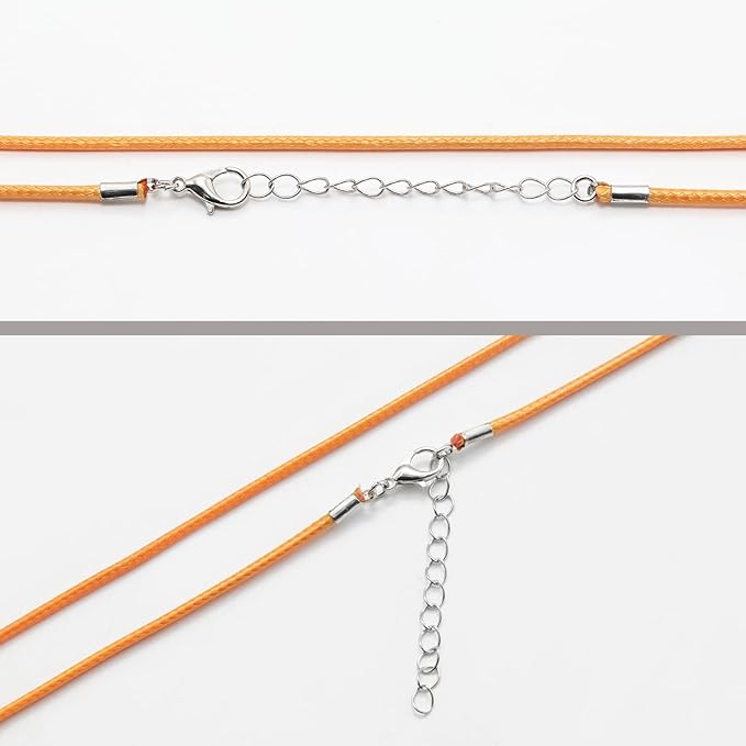 10 Pcs 2.0mm Leather Necklace Cords with Clasp,Waxed Cords,Necklace Ropes for Pendants and Jewelry Making(Yellow)