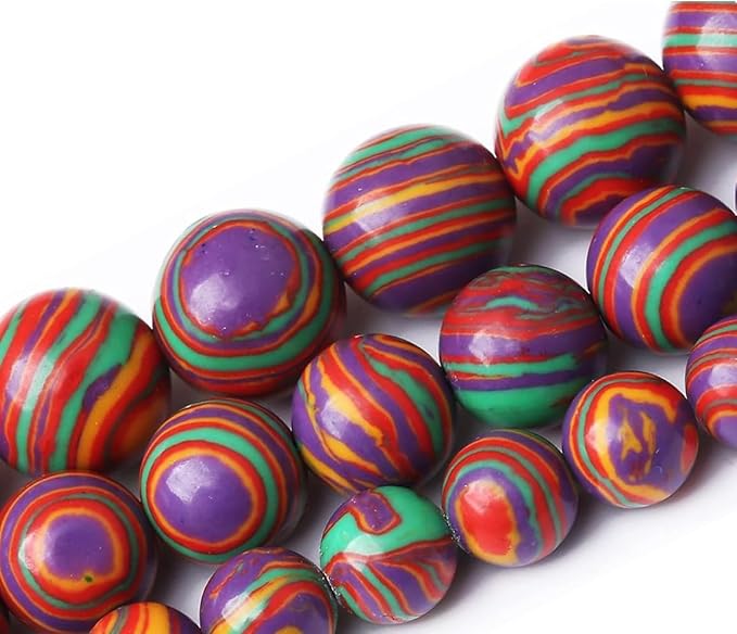 Painted Peacock Turquoise Stone Beads for Jewelry Making DIY Bracelet Necklace Gemstone Round Crystal 1 Strand 15.5inch 35PCS 10MM