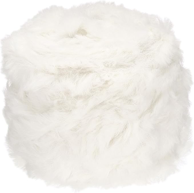 PATIKIL 70yds Faux Fur Yarn, Fuzzy Yarn Crochet Fluffy Yarn Soft Chunky Polyester Plush Fur Eyelash for Crocheting Knit Blanket Rug Sweater Scarf Hat Bear Craft, Beige White