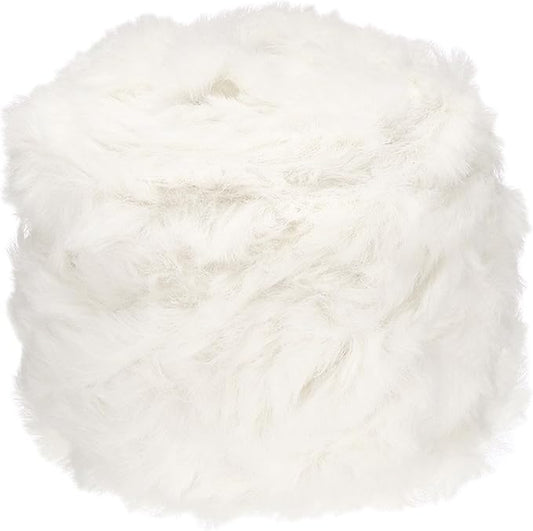 PATIKIL 70yds Faux Fur Yarn, Fuzzy Yarn Crochet Fluffy Yarn Soft Chunky Polyester Plush Fur Eyelash for Crocheting Knit Blanket Rug Sweater Scarf Hat Bear Craft, Beige White