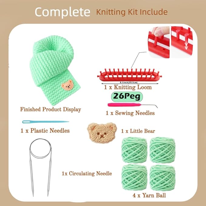 yarniss knitting loom kits for beginner, scarf knitting kits with yarn & tools, learn to crochet kit with step by step tutorial