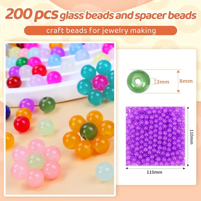 Dark Purple Glass Beads for Crafts– Bright Color 8mm Crystal Glass Beads for Bracelets, Necklace & DIY Crafts