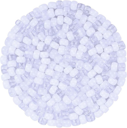 plastic pony beads for jewelry making, 1200 pieces, multi-color, 0.35 x 0.22 inch, diy craft beads for bracelets and hair braids (white)