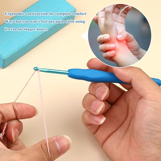 4mm Beginners Crochet Hook, Ergonomic Handle Crochet Hooks for Arthritic Hands, Comfortable Smooth Knitting Needles for Handmade DIY, Random Color