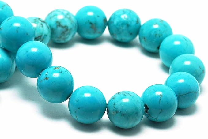 8mm Natural Stone Beads for Jewelry Making - Gemstone Round Loose Beads for Bracelets(45-48pcs, Turquoise Stone)