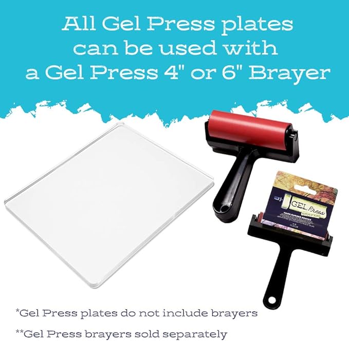 gel press monoprinting print plate - 8” x 10” gel plate - printmaking supplies - reusable gel printing plate for press art for card making, scrapbooking, journaling, arts and crafts, home decor
