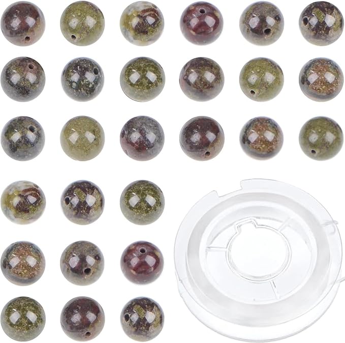 bymitel 8mm natural dragon blood jasper round beads gemstones genuine with 140pcs diy jewelry making unisex (8mm 140pcs, dragon blood jasper)