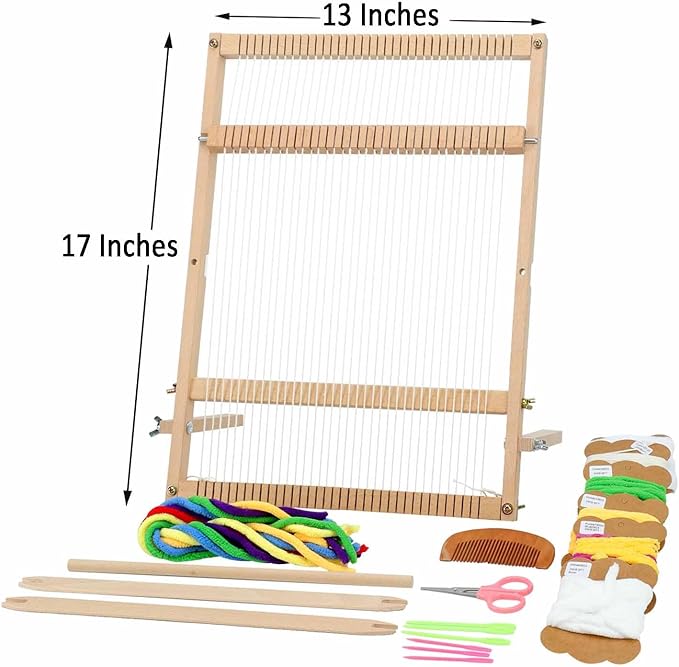 Weaving Loom for Beginners Adults/Kids and 1 Set of Weaving Works Complete Yarn Kit with Detailed Friendly Instructions, Parents and Children in The Holiday Experience Weaving Brings Fun_Apple