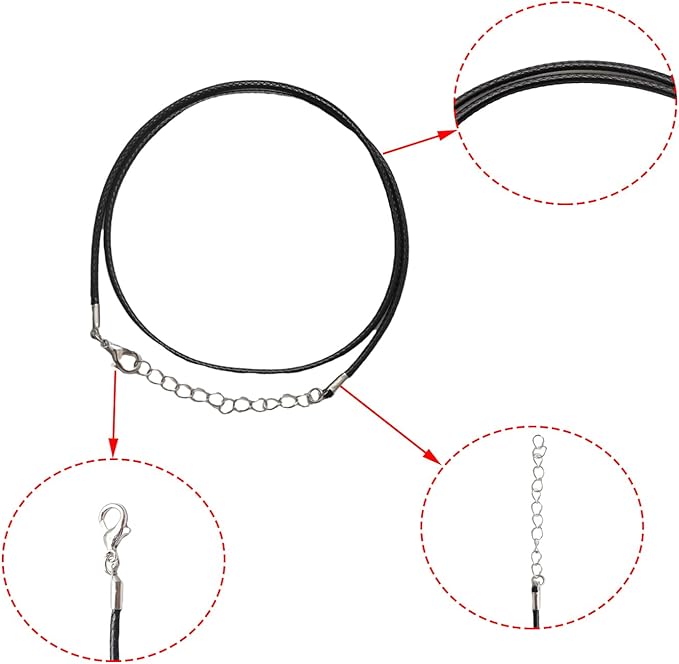 10 Pcs 2.0mm Leather Necklace Cords with Clasp,Waxed Cords,Necklace Ropes for Pendants and Jewelry Making(Black)