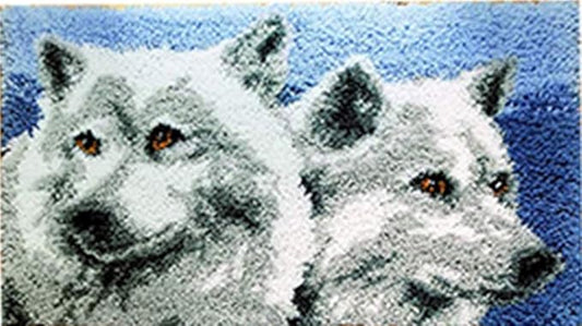 LUBOT 20" X 15" Wolf Latch Hook Kits Rug Making Kits DIY Crafts for Adults/Kids with Printed Canvas Pattern Crochet Kit