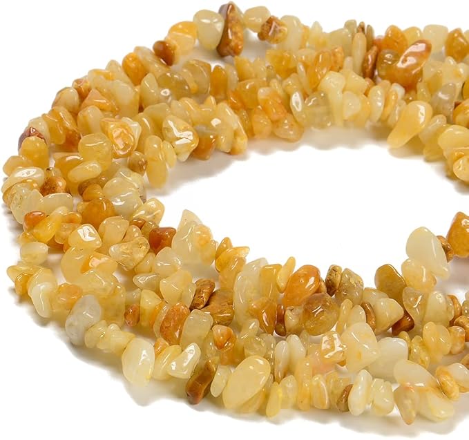 7-8mm Natural Yellow Aventurine Gemstone Chips Beads Healing Crystals Waist Bracelets Necklace Kit Irregular Stone DIY Crafts Design Jewelry Making
