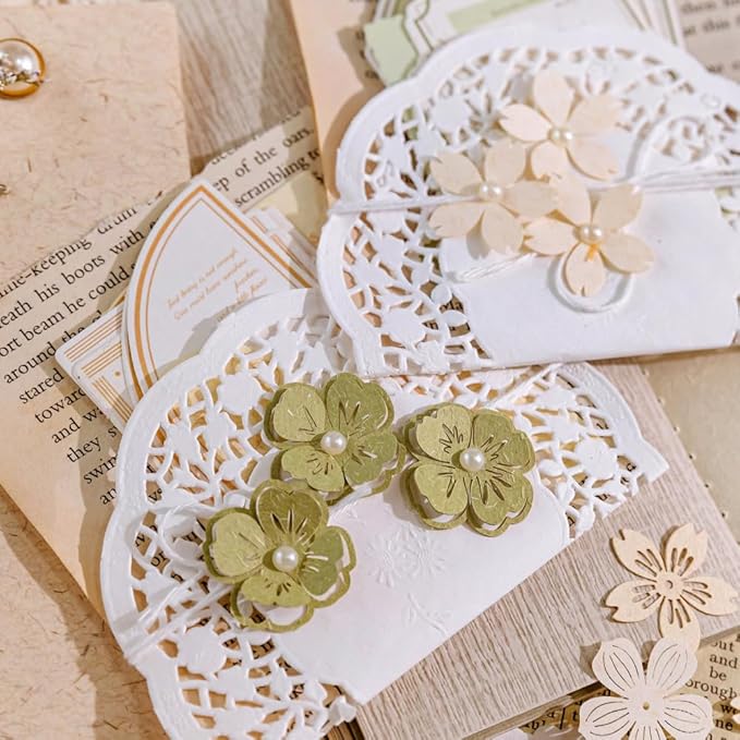 300pcs Scrapbook Paper Cutouts Lace Flowers Butterfly for Scrapbooking Embellishments Supplies, Junk Journaling, Card Making, Mixed Media, Vintage Diecut Floral Collage Materials