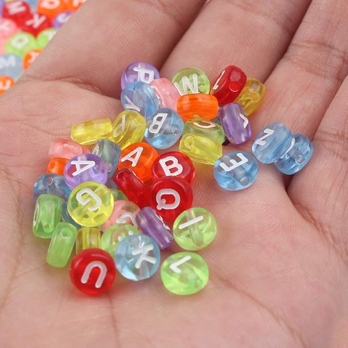 Song Xi 1200pcs Colorful Alphabet Beads 4x7mm A-Z Letter Beads for Bracelets and Jewelry Making Key Chains