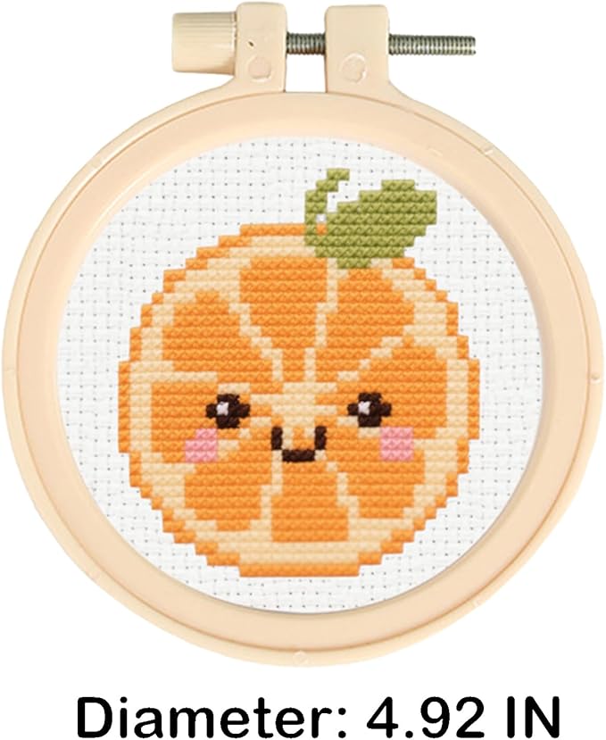 57lilina Cross Stitch Kits for Kids - 6 Set Easy Beginners Embroidery Kit for Kids, DIY Cute Pre Printed Stamped Crossstitch Needlepoint Patterns Craft for Backpack Charms, Keychains & Girls Gifts