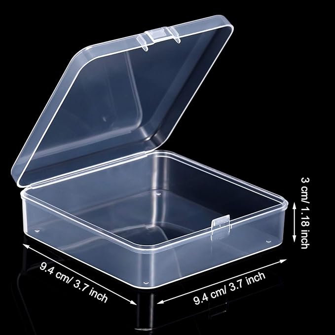 SATINIOR 12 Pack Beads Organizer Box Clear Plastic Beads Storage Containers Box with Hinged Lid for Bracelet Making DIY Jewelry Craft Nail (3.70 x 3.70 x 1.18 Inch)