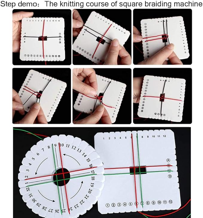 Comidox 4Pcs Kumihimo Disk Braiding Wheel Lightweight & Convenient Friendship Bracelet Disc Square & Round Kumihimo Supplies for Beading & Bracelet Weaving Kit DIY