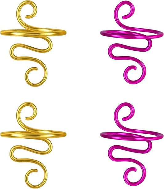 Ceemiaa 4pcs Adjustable Peacock-Shape Crochet Yarn Tension Rings – Gold & Rose Red Finger Yarn Guides for Knitting and Crocheting