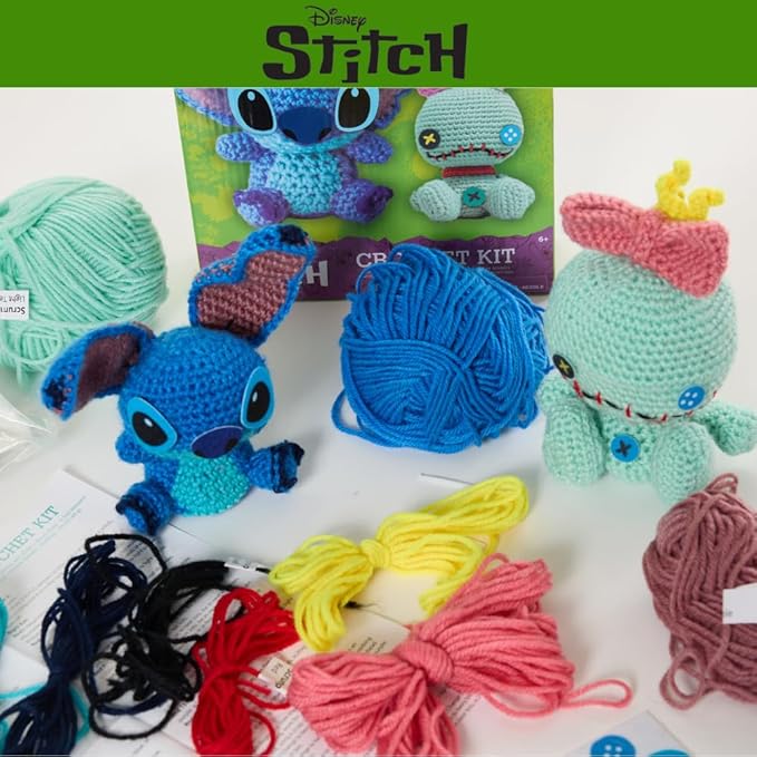 Innovative Designs Disney Lilo and Stitch Crochet Kit for Beginners, DIY Crochet Kits for Adults, Teens, Kids, Instruction Manual – Stitch and Scrump