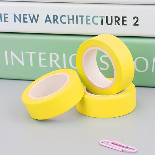 NatSumeBasics 3 Yellow Washi Tapes Plain Decorative Masking Tape, 32 Feet Self-Adhesive Tapes for Packaging Decor Journals Scrapbooks Planners DIY Crafts Gift (Yellow)