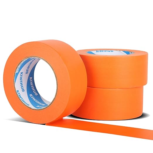 Orange Painters Tape,2 inch x 60 Yards x 3 Rolls (180 Yards Total) - Orange Masking Tape for Painting, Automotive Paint, DIY Crafting, No Residue