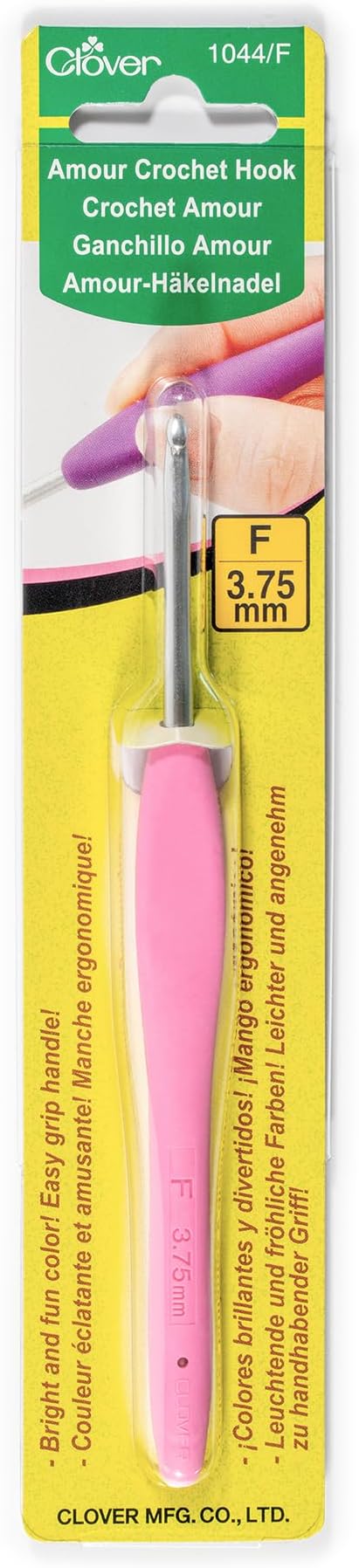 Clover 1044/F Pink Amour Crochet Hook, Size F, 3.75mm