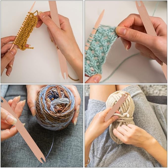 EXCEART 2 Pcs Wooden Weaving Shuttle Beech Wood DIY Weaving Tool Sweater Scarf Tapestry Sticks Crochet Hook Tools for Knitted Crafts Accessories
