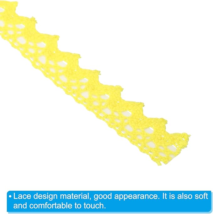PATIKIL Lace Ribbon Self-Adhesive Lace Tape, 2 Rolls Cotton Masking Sticker for Detailing Accent Wall Decor Art, Yellow