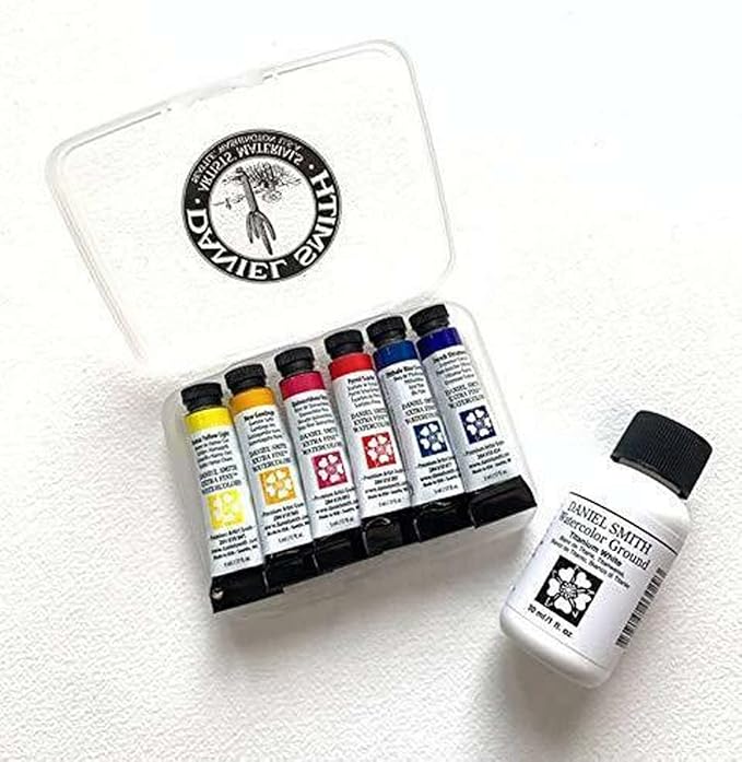 Daniel Smith Watercolor, 5ml Tubes, Essential Mixing Set with 6 Essential Watercolor Tubes, 1oz Watercolor Ground, Mixing Guide, Plastic Case (Total 9 Pieces) 285610117