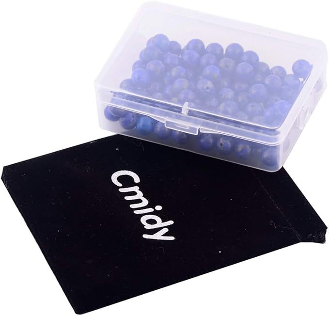 Natural Stone Beads 100pcs 6mm Lapis Lazuli Round Genuine Real Stone Beading Loose Gemstone Hole Size 1mm DIY Charm Smooth Beads for Bracelet Necklace Earrings Jewelry Making (Lapis Lazuli Blue, 6mm)