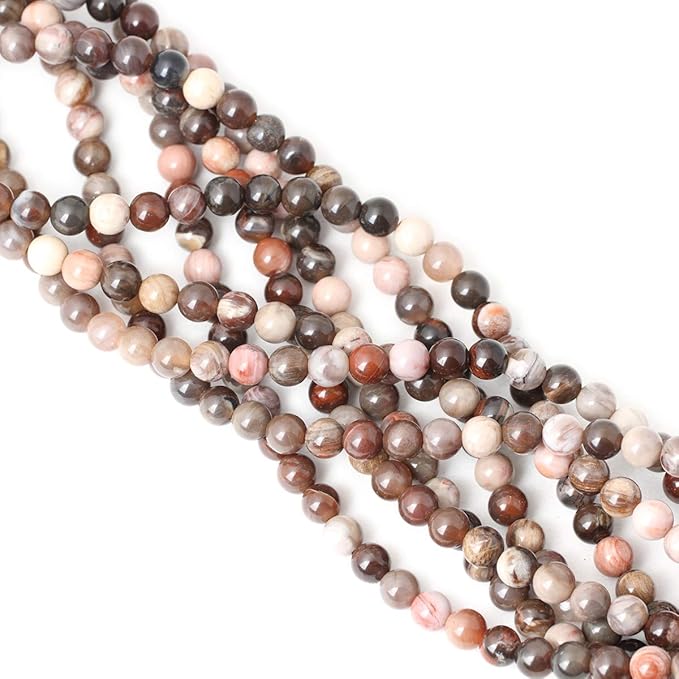 cheavian 45pcs 8mm natural silicified wood jade gemstone round loose beads for jewelry making diy findings 1 strand 15"