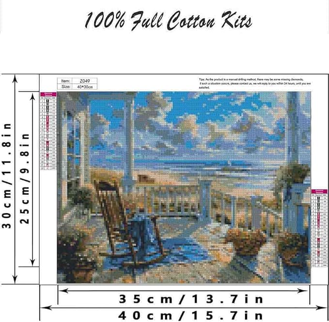 Landscape Cross Stitch Kits for Adults Beginner,Beach Counted Cross Stitch Kits Printed Stitching Cute Patterns Dimensions Needlepoint Art Crafts Embroidery Kits for Adults Beginners (15.7x11.8 inch)