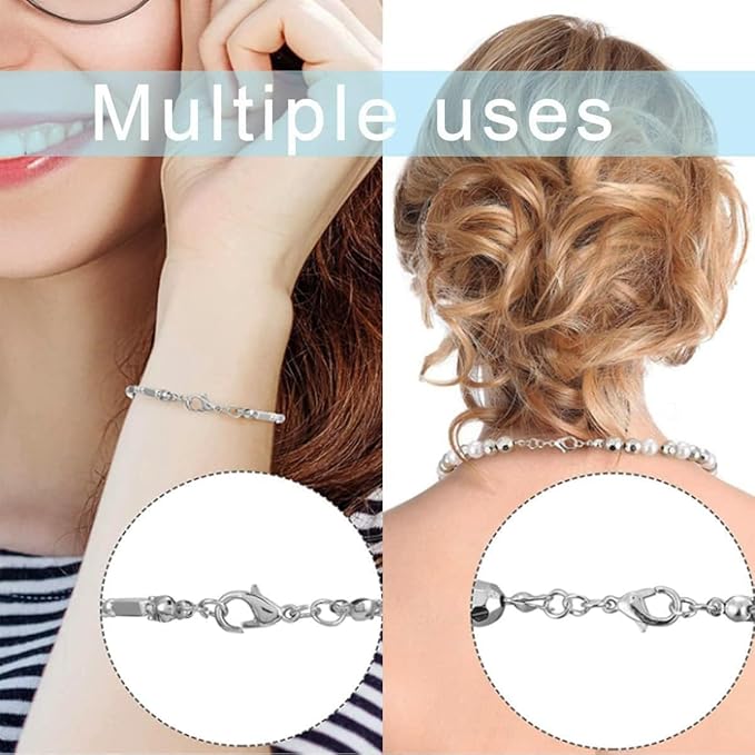800 Pcs Jewelry Making Accessories Set with 100 Pieces Lobster Claw Clasp 200 Pieces Bead Tips Knot Covers and 500 Pieces Open Jump Ring Connectors DIY Jewelry Making Supplies Bracelets (Platinum)