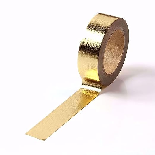 Foil Washi Tape,2 Rolls 5/8" x 393 inches(15mm*10M) Washi Tape, Masking Tape Craft Supplies Tape for Scrapbooking DIY Craft DecorativeFoil Washi (Gold)