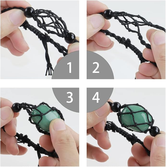 24pcs Adjustable Empty Necklace Holder Crystal Stone Necklace Pendant Necklace Cord Hand Woven Necklace Ropes for Jewelry Making