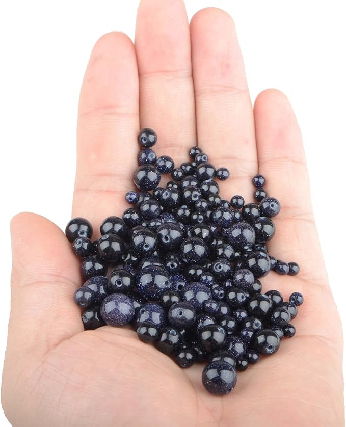 bymitel 4mm natural blue sand stone round beads gemstones genuine with 210pcs diy jewelry making unisex (4mm 210pcs, blue sand stone)