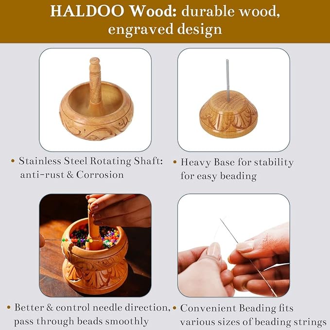 Shop LC Clay Seed Bead Spinner Kit for Jewelry Making with Big Eye Beading Needle and 3 Meter Wire - Necklaces Bracelets Makers Wooden Crafting Gifts for Womens - Haldoo
