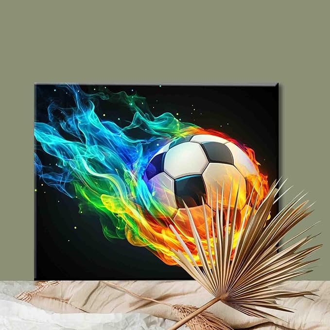 Aihonmin DIY Paint by Numbers for Adults & Kids Recreational Soccer Paint by Numbers DIY Painting Acrylic Paint by Numbers Painting Kit Home Wall Living Room Bedroom Decoration,（ DIY Frame）