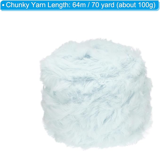 PATIKIL Faux Fur Yarn, Sky Blue, 70 Yards, Soft Chunky Polyester Plush Fur Eyelash for Crocheting Knit Blanket Rug Sweater Scarf Hat Bear Craft